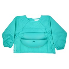 OXO tot 連袖口袋圍兜, 適用年齡: 9M-24M, 靚藍綠, 1入, 1件