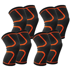 AOLIKES 奧力克斯 7718彈力護膝, 尼龍材質, 高彈力乳絲線, 氨綸, 矽膠, M, 4雙, 橙色