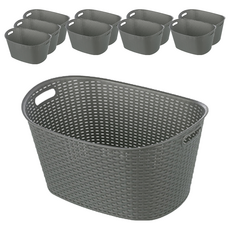 KEYWAY 聯府 南洋藤藝置物籃 KGB624-2 24L, 灰色, 10個