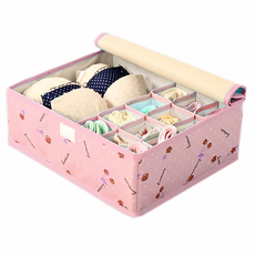 葉子小舖 居家收納 牛津衣物13格收納盒 附蓋,粉櫻桃,1個,31 x 26 x 12cm