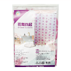 騰宇 浴簾 浴簾布, 花舞四起 白色, 1個