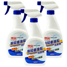 優品廚房重油垢清潔劑 檸檬香氣 輕鬆清潔廚房油汙, 500ml, 3瓶
