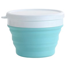 鉑金級環保矽膠摺疊杯碗 550ml 蒂芬妮藍 戶外野餐/家庭聚會/公務出差適用, 1個