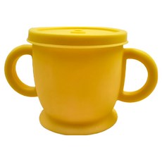 mOmbo 兒童矽膠兩用水杯, 300ml, 柔軟防摔隔熱防漏, 黃色, 1個