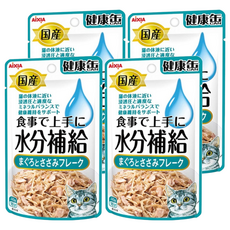 AiXiA 水分補給軟包 40g 隨時為貓咪補充水分, 鮪魚 + 雞肉 片狀, 4包