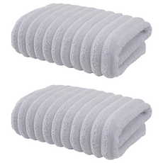 小麥購物 糖果絨浴巾, 質感灰, 2條