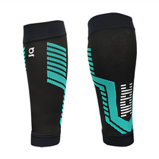 Greaten 極騰 ET-FIT系列 區段壓縮機能反光小腿套 夜間反光 舒適透氣, S, 黑綠, 1雙