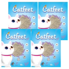 Catfeet 低粉塵抗菌凝結貓砂 膨潤土材質 活性碳 10L, 薰衣草, 7kg, 4袋