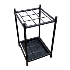 ㄚ比比比 9格雨傘架, 鐵管烤漆材質，底部集水盤設計，簡約時尚, 26 x 29 x 43.5cm, 1組, 黑