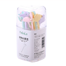 FaSoLa 日式可愛動物造型水果叉 20支, 1罐, 混和顏色