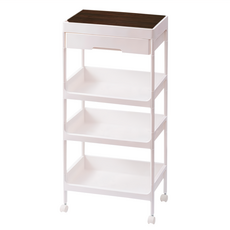 日式落地置物推車 多功能置物架 帶蓋+滑輪+抽屜