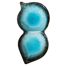 雙格枝豆形皿 - 日本製, 陶瓷餐具，15.5cm x 7.5cm x 3cm, 100mL, 藍色, 1個