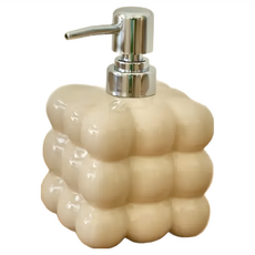 MYUMYUMYU 沐慕家居 陶瓷乳液分裝瓶 14.5 x 8.mm 400ml, 奶油色, 1個