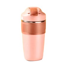 316不鏽鋼可吸可直飲保溫杯, 慕絲粉, 480ml, 1個