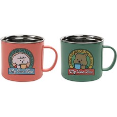 Dailylike My Buddy 不鏽鋼馬克杯組, 橙色 + 綠色, 2個