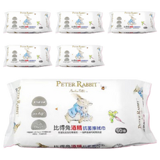 PETER RABBIT 比得兔 酒精抗菌擦拭巾, 60抽, 6包