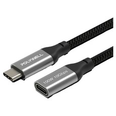 POLYWELL 寶利威爾 100W Type-C 公對母延長線 PW15-W45-A353, 1條, 2m