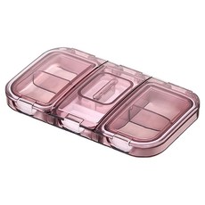 iSFun 微透長型 切藥分隔密封收納藥盒 透粉, 1個