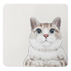 ekax 設計師插圖方形滑鼠墊 19 x 19cm 發呆貓 可愛療癒辦公滑鼠墊, 1個