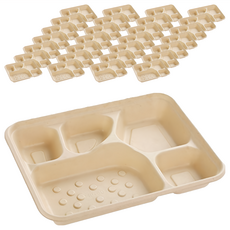 34號本色植纖五分格餐盒 HJ-501 | 環保外帶餐盒, 125個, 4組