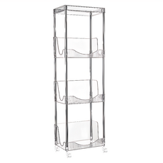 FAmILyLIFE 生活 加高圍欄U型附輪防摔置物架 A-199-W 35 x 22.5 x 110.5cm 4層 2420g, 透明白, 1個