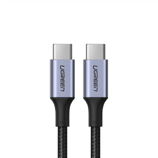 UGREEN 綠聯 Type-C-Type-C 5A快充電線/傳輸線 金屬殼編織線, 2m, 1條, Black