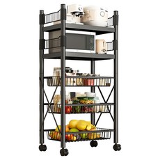 小麥購物 落地多層儲物收納架 網格 3個 + 層板 2個, 黑色, 5層