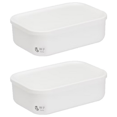 SHCJ 生活采家 ffcat日系可堆疊附蓋收納盒, 26.5 x 18.2 x 8.2cm, 純白小號扁款, 2個