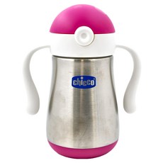 Chicco 不鏽鋼吸管練習杯 237ml, 粉色, 1個