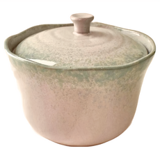 佐和陶瓷 蓋盅 -日本製, 灰吹綠釉, 1個