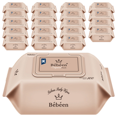 Bebeen Original Plus 嬰兒濕紙巾套裝, 55g, 100張, 20包
