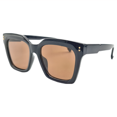 ALEGANT 韓系時尚幾何貓眼方框墨鏡 UV400太陽眼鏡, 古橙棕, 146 x 146 x 55mm