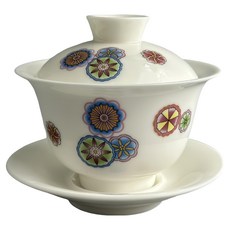 羊脂玉瓷茶道泡茶蓋碗 皮球花款, 1個