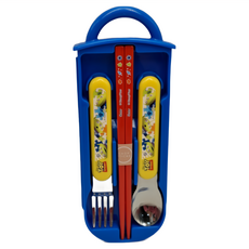 Skater 玩具總動員 3合1餐具組, 外盒(19.8 x 7.6 x 1.7cm) + 筷子(16.5cm) + 湯匙(13cm) + 叉子(13cm), 黑色, 1組