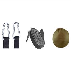 雙人吊床 防側翻吊床 防蚊露營吊床 承重200KG 附連接繩子和標配綁帶, 深軍綠色