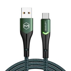Mcdodo 麥多多 MDD偉麗 雙LED線, TypeC接口, 綠色 1M, 鋁合金+尼龍編織, 1條