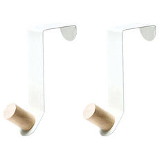 WE CHAMP 北歐風門後掛勾, 木質掛鉤, 強力負重, 穩固可靠, 白色, 2個