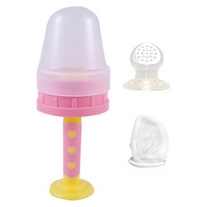 ange 二階段果汁棒 + 矽膠網 - 給寶寶新鮮美味的果汁, 粉色, 1個