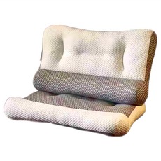 貝淇小舖 日式反牽引護頸枕 記憶枕頭 2入 100%聚酯纖維 人體工學設計 獨立頸椎棒設計 White Gray, 1組, White, Gray