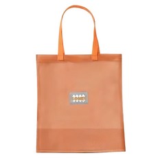 E.City 環保蔬果單肩購物收納網袋，尼龍網布，墨綠/橘色, 1組