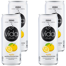 vida 氣泡飲 柚子風味 325ml 零卡零糖 清新暢快, 4罐