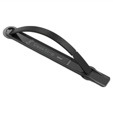 SleekStrip 犀利釦 手機握帶支架 (可替換彈帶) 鋅合金 錳鋼 PU皮革 9.9X1.4cm, 黑色, 1個