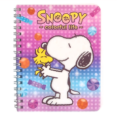 收納王妃 SNOOPY 繽紛系列 50KPP線圈筆記 SNCR70-1 2本, 擁抱 紫色 + 粉紅色 + 藍色, 1組