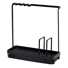 Homely Zakka 日式簡約鐵藝多功能清潔小物瀝水架 黑色 廚房收納好幫手, 1個, 1層