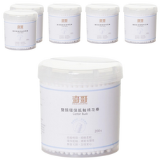 奇哥 雙頭環保紙軸棉花棒, 200支, 100%純棉, 台灣製, 6盒