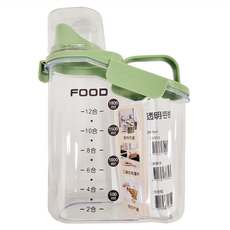 透明手提密封罐 2000mL - 淺草綠 PS+PP+矽膠材質, 27 x 22 x 12cm, 1個