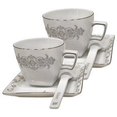 宮殿風 白色 咖啡杯盤組 (1壺1杯), 2組