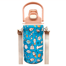 網美保溫杯杯套 藍色火箭 潛水料材質 大款 帶彈力, 1個