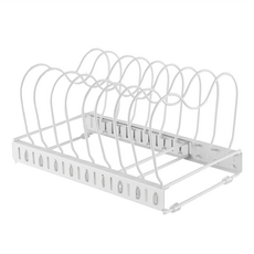 伸縮鐵藝碗盤鍋具收納架 廚房瀝水好幫手 7層分隔 可調整間距, 1個