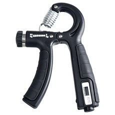 LEADER X 智能記數可調節 R型握力器 黑色 阻力可調 舒適握感, 16 x 10 x 2cm, 1個